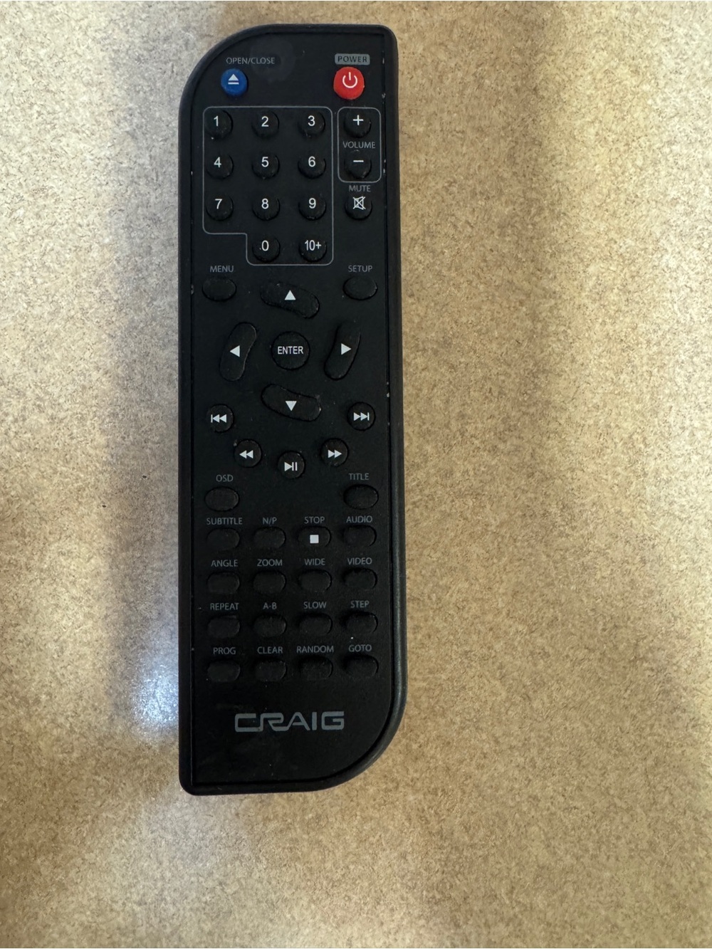 Craig CVD401A portable DVD player remote control